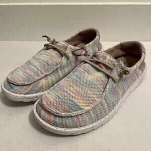 Hey Dude Wendy Sox Aurora White Shoes Sneakers Pastel Slip On Women's Size 8